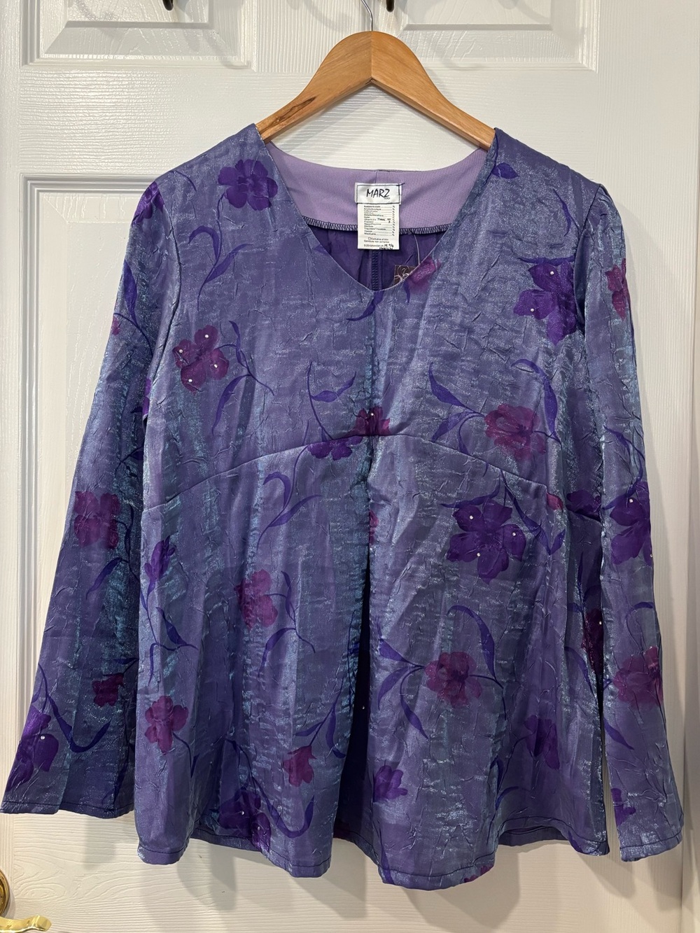 Marz Purple Floral Long Sleeve Top